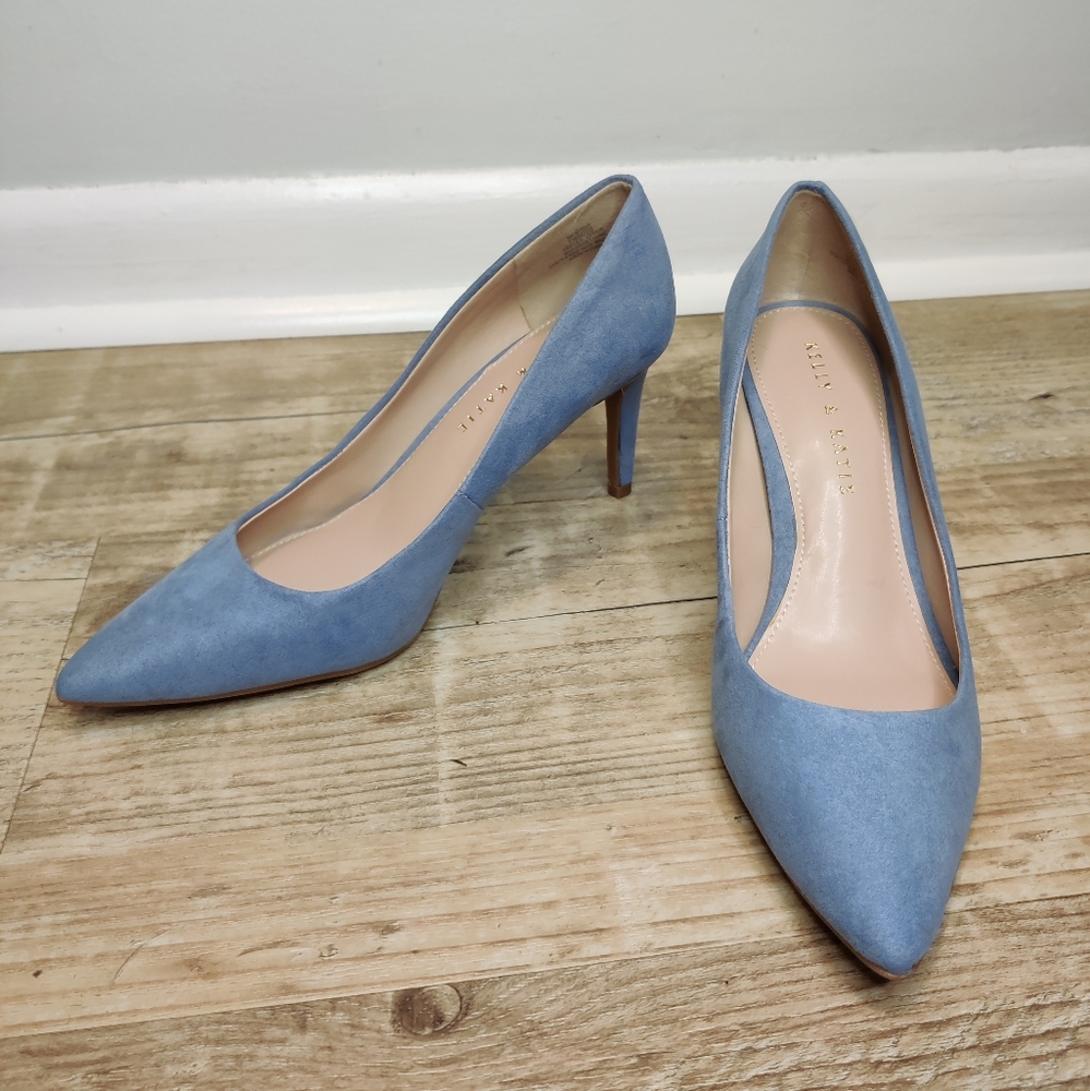 Kelly And Katie Blue Suede Women's Heels